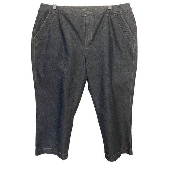 Liz Claiborne Audra 20W Dark Blue Denim Straight Leg Pants Comfortable Quality - Picture 1 of 16